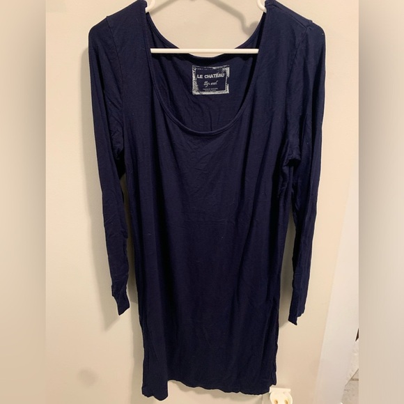 💜 Le Chateau Long Sleeve Mini Dress - Navy Blue - Women's XXL - Picture 5 of 7
